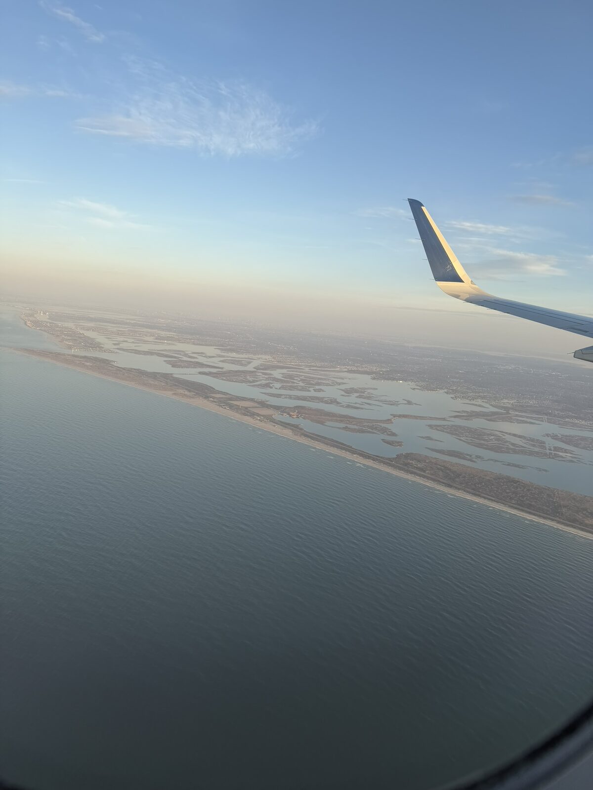 view of New York City from a plane window