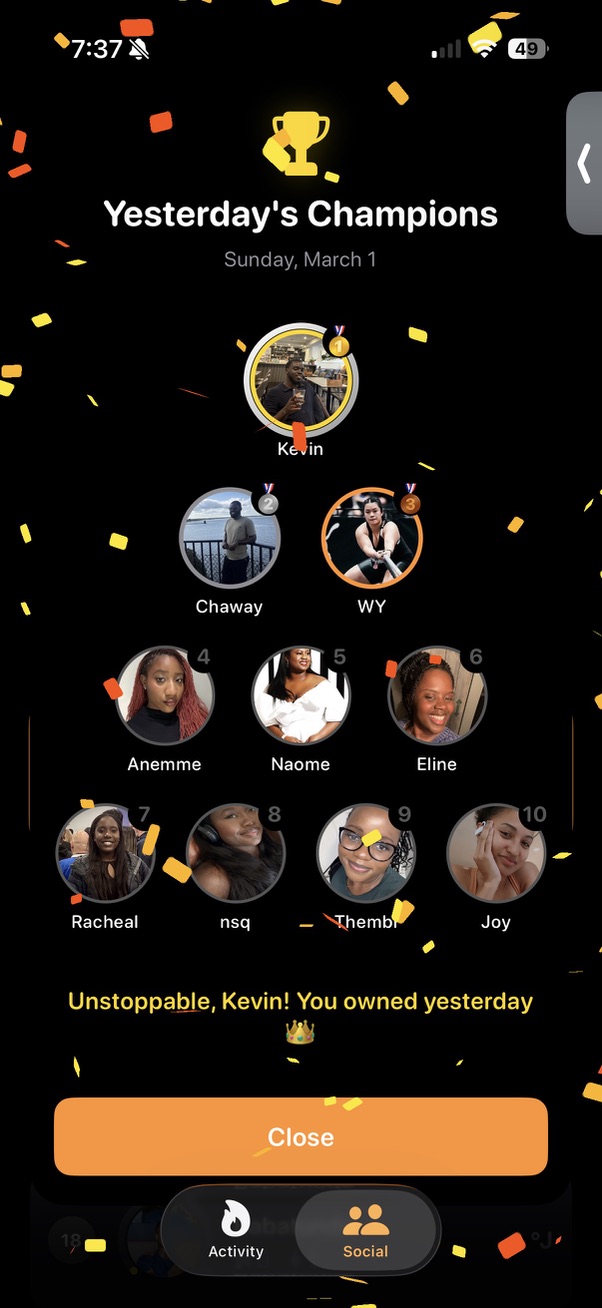 first place in the Jules app