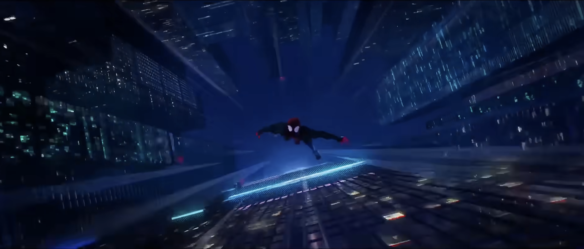 Miles flailing in Spiderverse