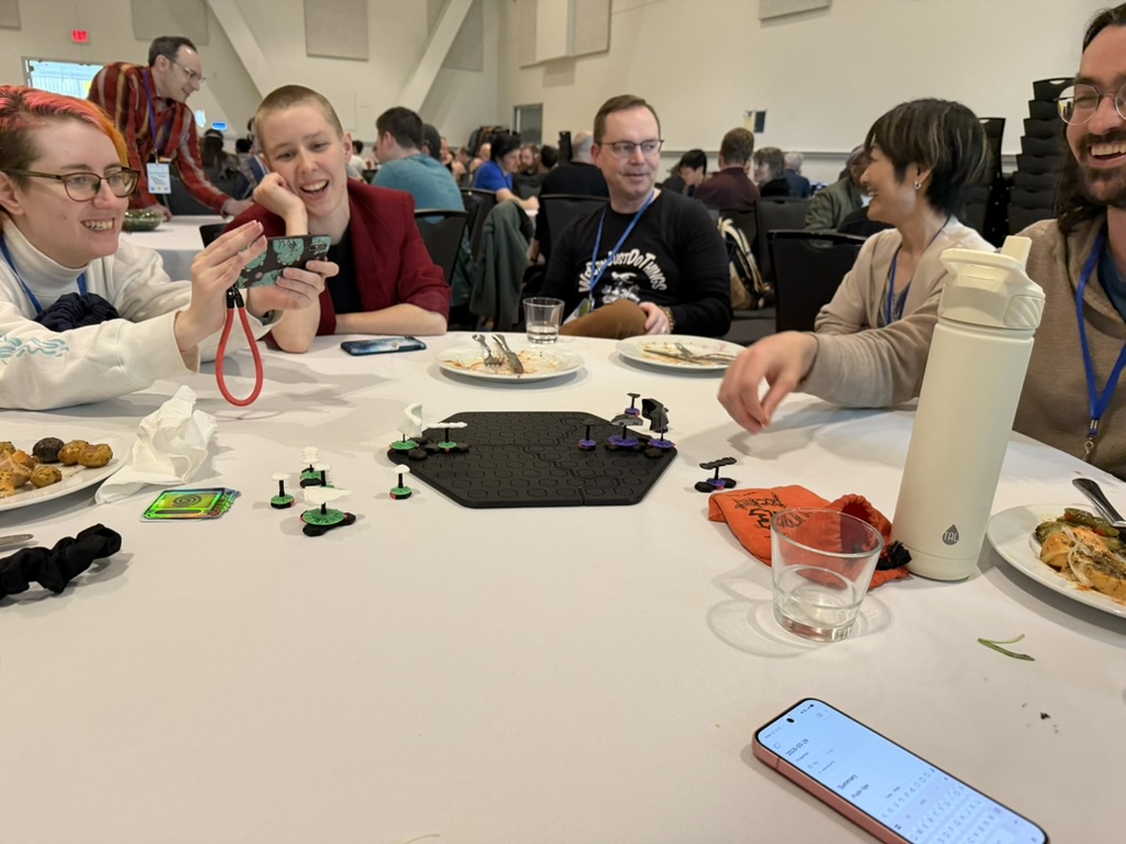 board game at a lunch table