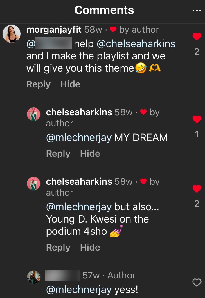 Instagram message from Mo and Chelsea