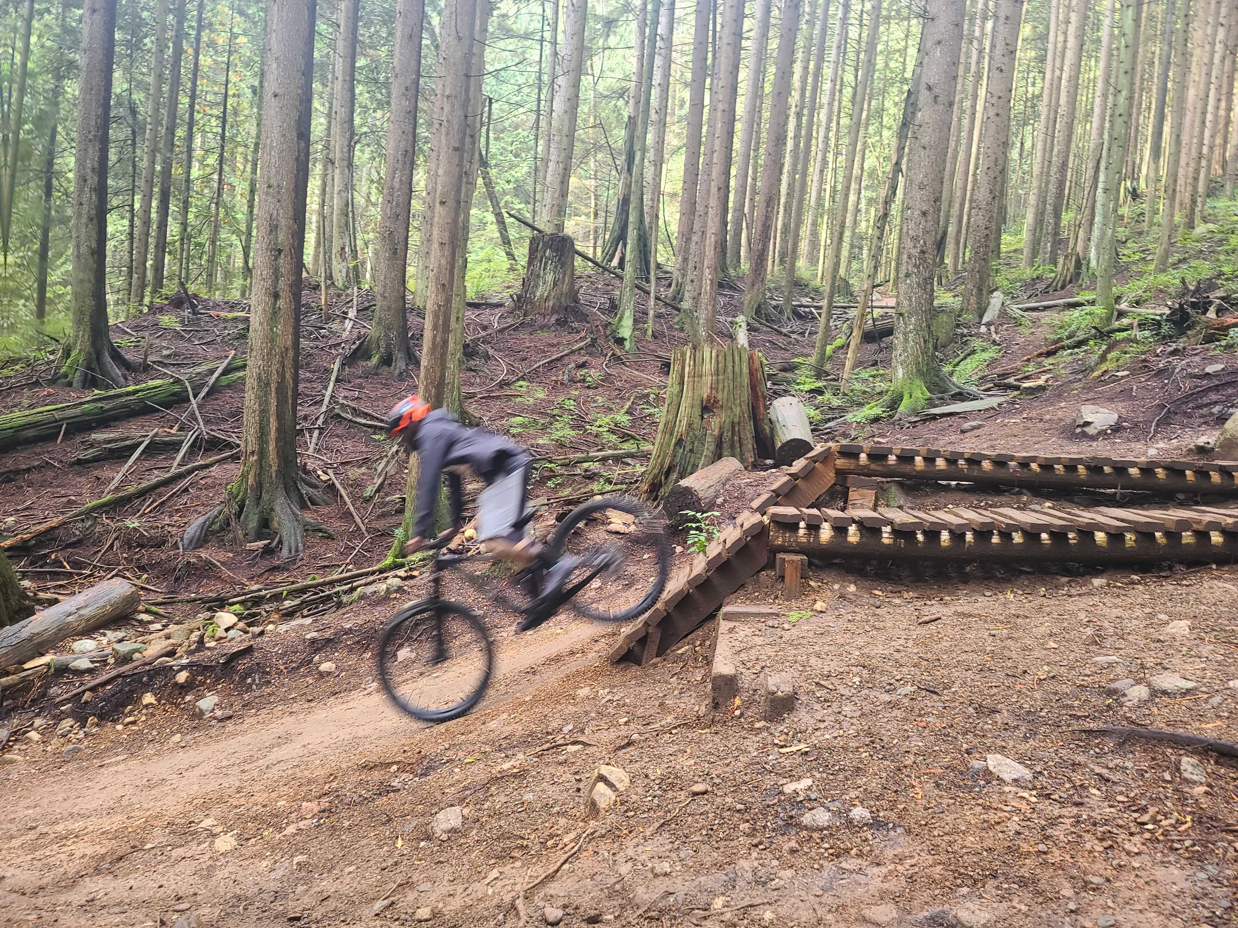 Day 5 of mountain biking: going down the same rock roll, later that year, with better posture!