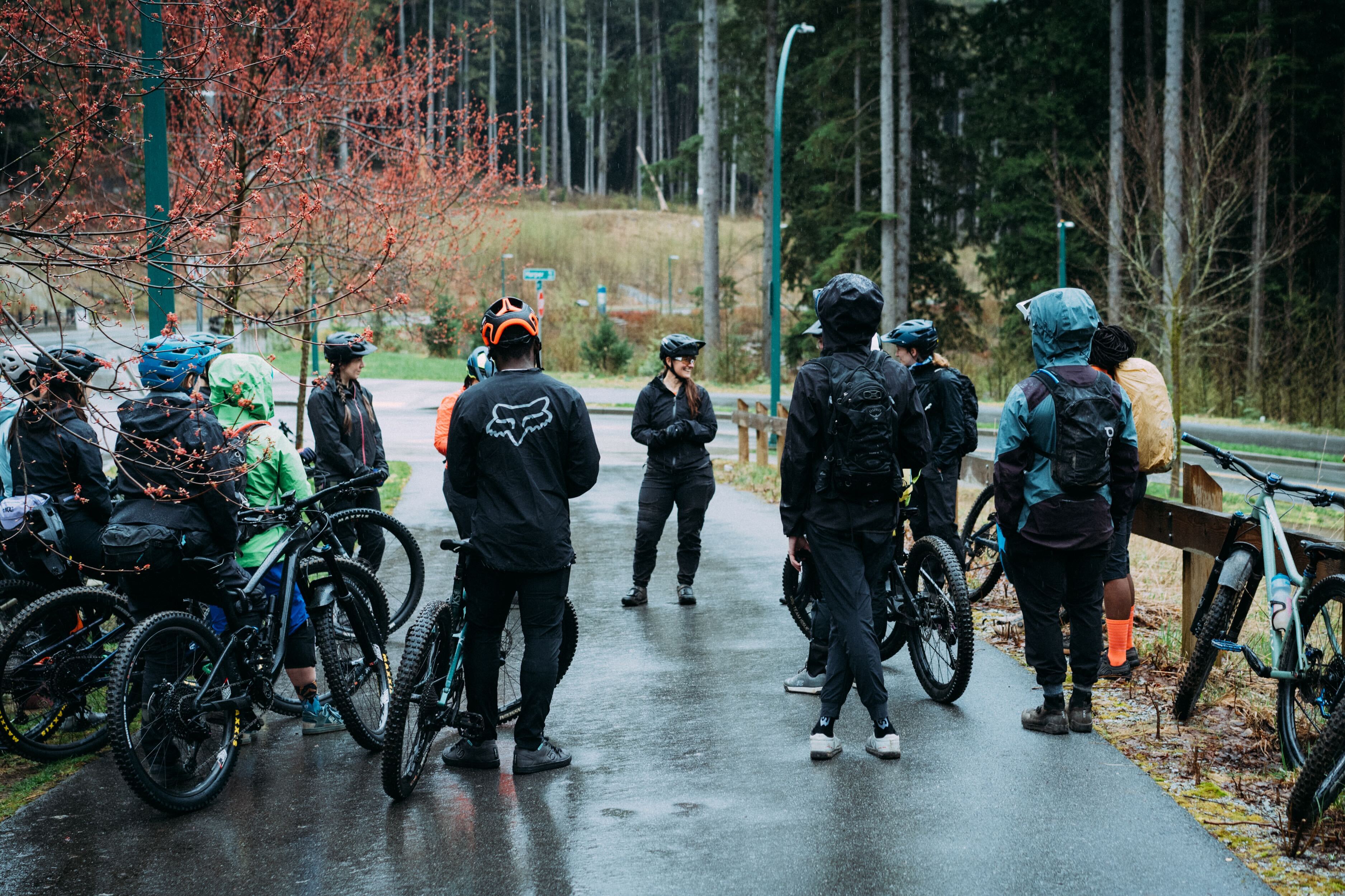 First Untamed Racing 2024 group ride with head coach, Jaclyn, giving us some prep talk at Burke Mountain