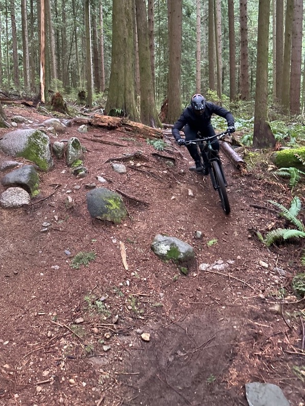 Cornering a berm on Hustler at Burke Mountain