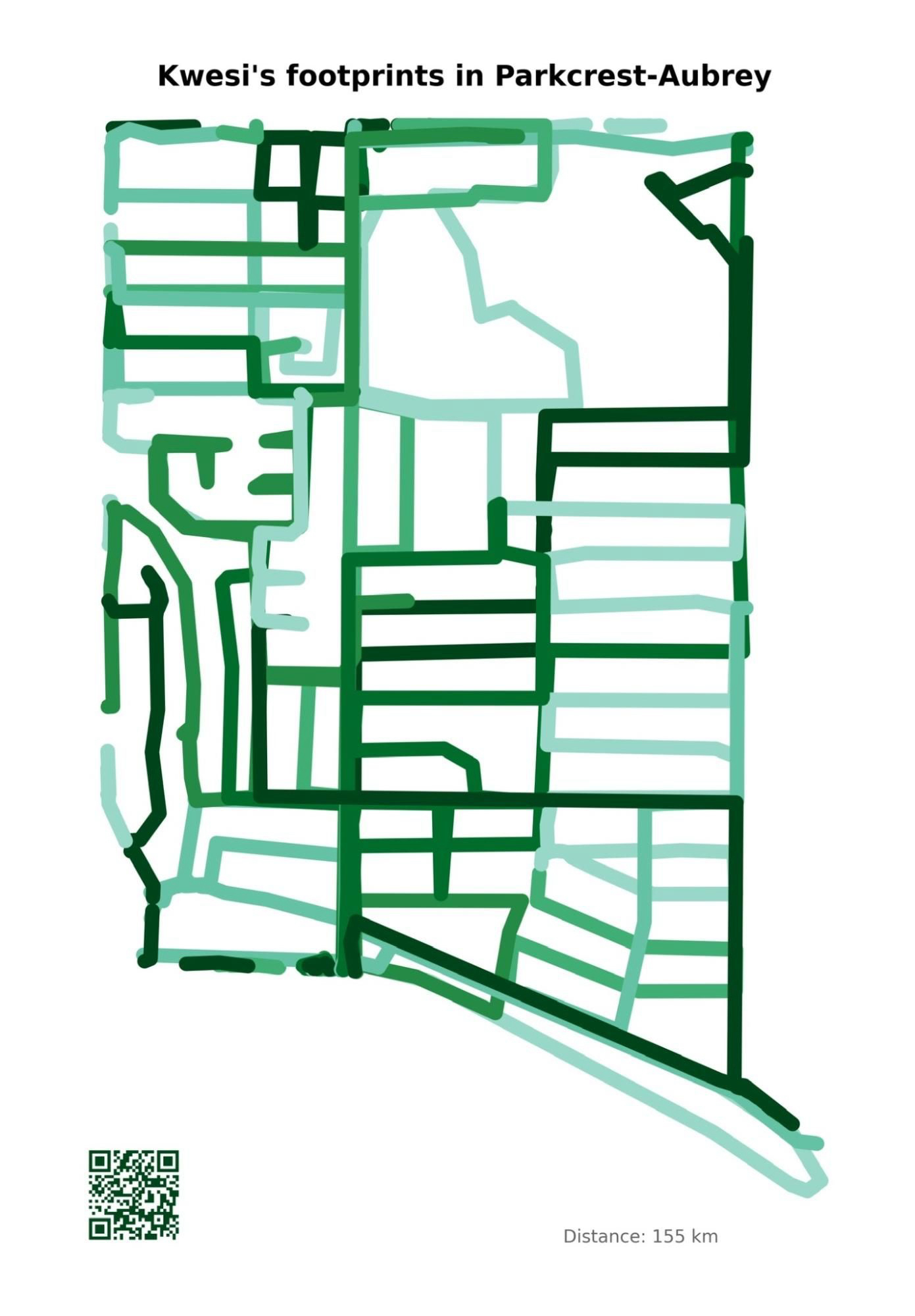 Footprint of walks in Parkcrest-Aubrey