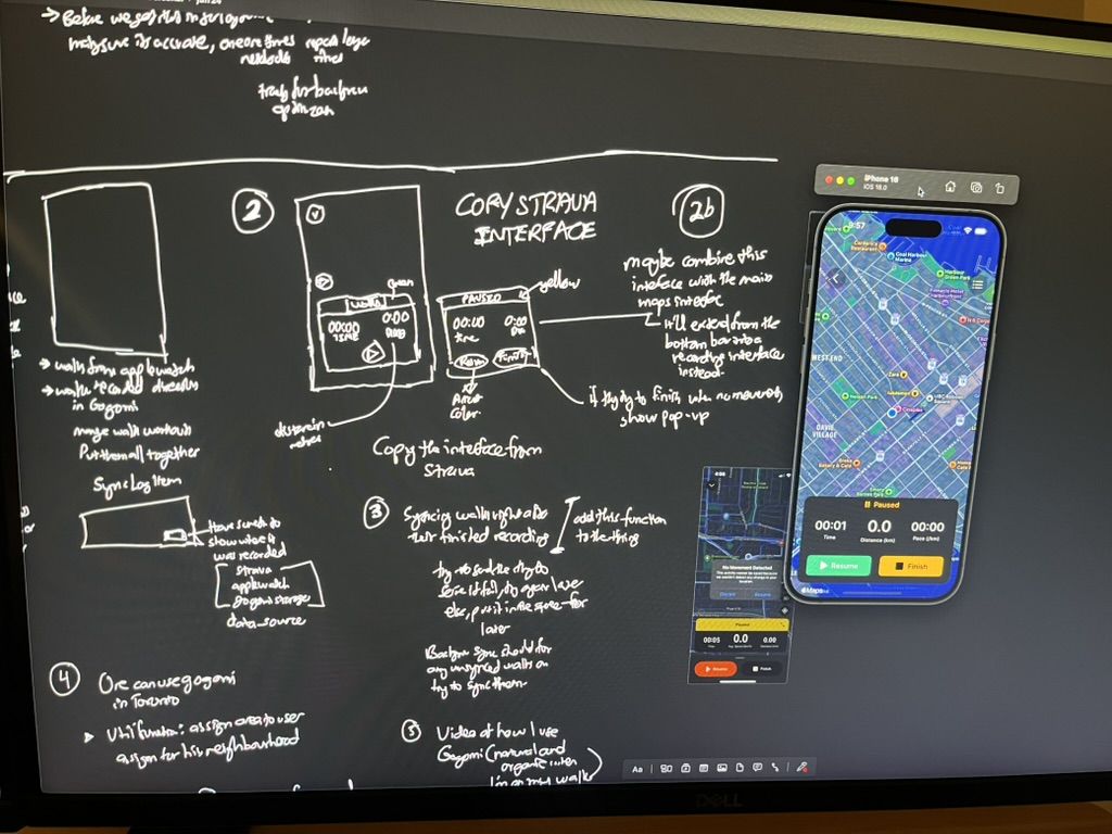 Jotting thoughts for in-app walk recording