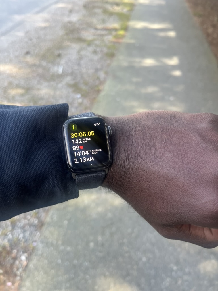 Recording my first walk on my watch since returning to Vancouver from a Ghana trip