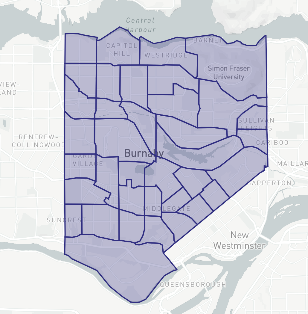 Burnaby neighbourhood boundaries