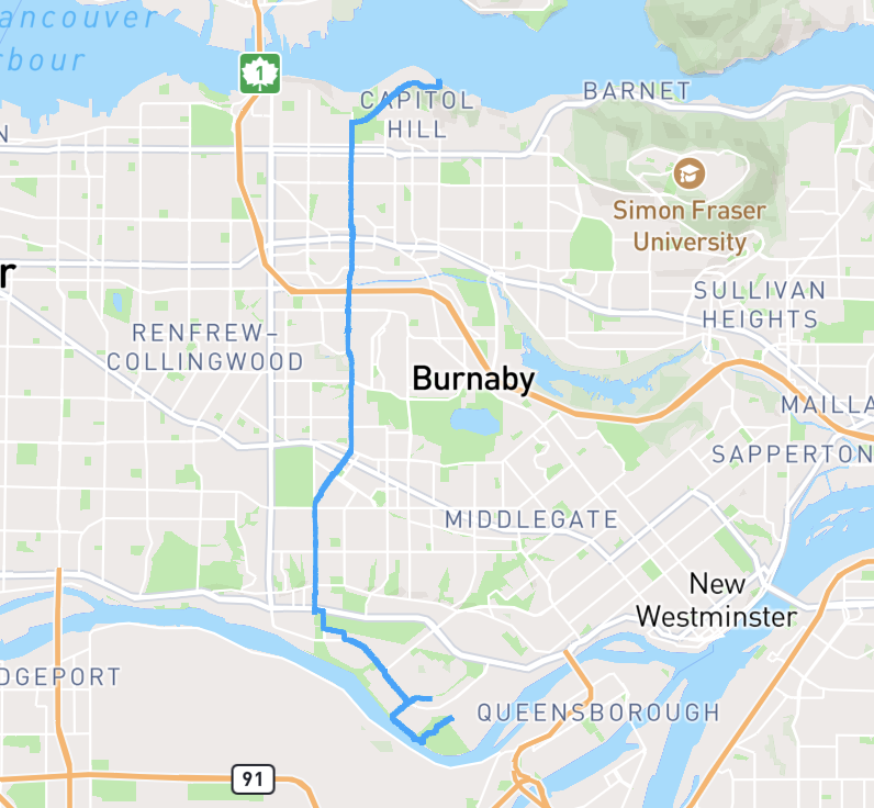 proposed walk route in Footpath app