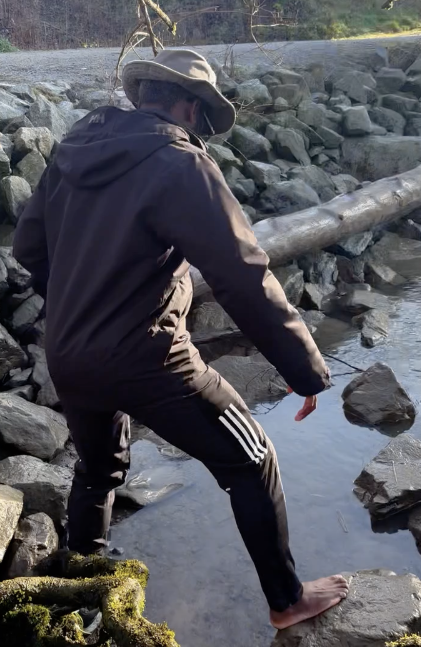 Me about to dip my feet in the Fraser River